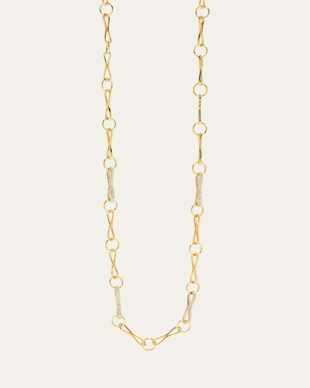 Large Motif Link Chain Necklace with Diamonds